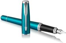 Parker Urbain Vibrant Bleu Chrome Trim - Stylo-Plume - Medium - 2x Cartouche