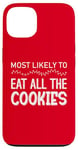 Coque pour iPhone 13 Le plus susceptible de manger tous les cookies Noël drôle