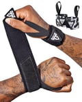 PULLUP & DIP Protège Poignet, Wrist Wraps pour Le Fitness, Calisthenics, Crossfit, Bodybuilding & Musculation, Bande de Support Poignet Professionnels pour Femmes et Hommes (Black)