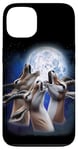 Coque pour iPhone 13 3 Antelope hurlant à la lune pour amoureux des animaux