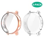 FYOUNG Coque pour Samsung Galaxy Watch Active 2 44mm [2 Pièces], Housse de Protection Complète en TPU Souple Clair Protecteur Case Cover pour Galaxy Active 2, Clair/Or Rose