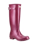 Hunter Womens Original Tall Nebula Plain Rubber Wellingtons - Burgundy - Size UK 7