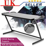 Large 150cm PC Gaming Racing Desk with RGB LED Lights Computer Table Z Shaped