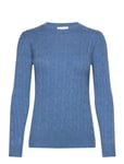 Davida Cashmere O-Neck Cable Sweater Blå