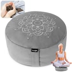 Yes4All Extra Foam Zafu Buckwheat, Table Coffee, Mandala Pattern Yoga Bolster Pillows for Sitting on Floor, Sky Meditation Cushion, C. Ash Gray