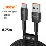 Toocki-Câble SnapUSB Type-C PD 100W pour recharge rapide et transfert de données,cordon de chargeur pour téléphone Huawei,Xiaomi et Samsung Oneplus - Type HY A-C 0.25m Black