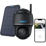 Reolink - Caméra de Surveillance 2K 4MP 2.4/5 GHz WiFi Batterie,Pan/Tilt,Vision Nocturne,Détection Humaine, Panneau Solaire, Noir