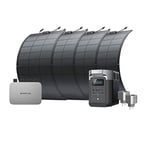 Kit Solaire pour Balcon EcoFlow PowerStream, Micro-onduleur relié au réseau, Panneaux solaires Flexibles de 100 W×4, Station électrique Portable Delta 2, Smart Plugs×2, Wi-FI, Commande Via APP