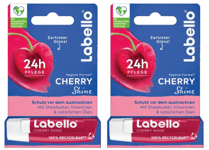 2 x Labello Fruity Shine Cherry Lip Balm - Moisturising & Glossy Finish