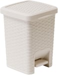 Addis 518145 Rattan Effect Square Bathroom Pedal Waste Trash Bin, 6 Litre, Crea