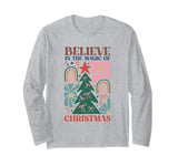 Believe In The Magic Of Christmas Boho Xmas Christmas Tree Long Sleeve T-Shirt