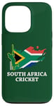 Coque pour iPhone 13 Pro Couleurs du drapeau sud-africain Cricket Afrique du Sud