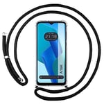 Coque Pendentif Transparent pour Oppo A16K avec Cordon Noir