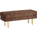 Beliani - Banc en Velours Banquette de Lit Rembourré Glam Pouf Pieds en Métal Doré Marron Roseville