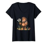 Womens Cool cave dweller with flowers for ice age lovers V-Neck T-Shirt