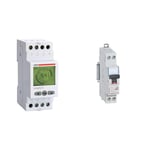 VEMER VE512000 Simply-D - Minuterie Programmable Numérique, Interrupteur Horaire & LEGRAND - Disjoncteur Phase + Neutre 230V DNX³ - Pouvoir de Coupure 3000A - 16A Courbe C - Bornes à Vis - 1 Module