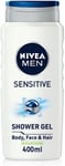 NIVEA MEN Sensitive Shower Gel Pack of 6 6 x 400ml, Alcohol-Free Sensitive Skin