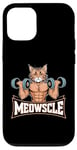 Coque pour iPhone 12/12 Pro Meowscle Gym Cat T-shirt d'entraînement amusant pour les amoureux des chats