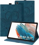 Coque Pour Samsung Galaxy Tab A8 (10.5 Pouces,2021) Housse Papillon Modèle De Cuir Pu Avec Fonction Support Étui De Protection Tablette Pour Samsung Galaxy Tab A8 Sm-X205/Sm-X200 (Bleu)