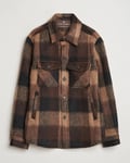 Oscar Jacobson Maverick Checked Shirt Jacket Brown