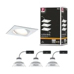 Paulmann 93678 Nova Plus LED kit de 3 carré orientable 3x6,8W gradable projecteurs encastrés Blanc dépoli spot Alu lampe enc. 2700 K, 20.4 W, 3er-Set