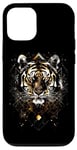 Coque pour iPhone 13 Pro Tiger Gold Majestic Face géométrique