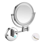 8 Inch Double Sided Magnifying Makeup Mirror, LED Lighted, Home Bathroom Vanity Mirror, 360 Degree Swivel