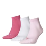 PUMA Unisex Quarter Socks (3 Pair Pack) One Size Multicoloured (Pink Lady)