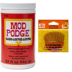 Mod Podge CS11203 Gloss Waterbase Sealer, Glue and Finish - 32 oz & 2(1/4)'', Gold Taklon Brush,