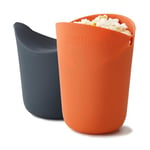 Joseph Joseph M-Cuisine - Set de 2 Cornets à Popcorn Micro-Ondes en silicone - Orange/Gris