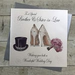 White cotton cards Grande carte «To a Special Brother and Sister-in-Law Wishing You Both a Wonderful Wedding Day Fait main Blanc