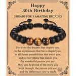 TEVOP 30th Birthday Gifts for Men, Tiger Eye Stone Bracelet Mens 30th Birthday Gifts for Him Son Brother Grandson Friend, Perfect 30th Birthday Gift Ideas