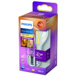 Philips ampoule LED Standard E27 40W Blanc Chaud Claire Compatible Variateur, verre