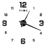 3D Stor Väggklocka DIY Akryl Spegel Klocka Dekal Överdimensionerad Klocka Klockor Europa Horloge Vardagsrum Heminredning Flera Stilar Black G 47 inch (80-120cm)