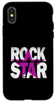 Coque pour iPhone X/XS Rose Rock Star Distress Pink Color Graphic