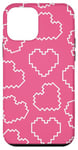 Coque pour iPhone 12 mini Pink Pixel Heart Pattern Love 8bit Retro Valentine Gamer