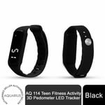 Black Rubber Fitness Tracker for Kids - One Size, 3D Pedometer, LED Display