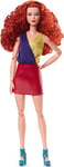 Barbie Looks Doll, Curly Red Hair, Color Block Outfit with Miniskirt, Style and Pose, Fashion Collectibles, Barbie Signature Looks, HJW80