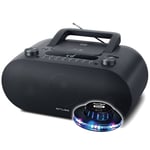 Muse M-35 BT Lecteur CD Bluetooth, Radio FM, Lecteur MP3, USB, Alimentation Secteur et Batterie, Noir - Soucoupe OVNI inclus