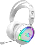 - Pro H6 | Casque Gaming Blanc Filaire Rgb Avec Micro | Compatible Xbox, Switch & Pc | Stéréo 2.0 | Sortie Usb Et Jack | Arceau Ajustable/Ultra Léger 240 Grammes (Blanc)