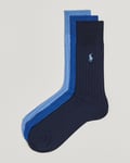 Polo Ralph Lauren 3-Pack Egyptian Rib Crew Sock  Blue Combo