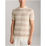 Joop Mens ! Vico Knitted Stripe T-shirt - Neutral Multi - Size Medium