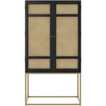 Armoire noire en bois et cannage 2 portes - shellona