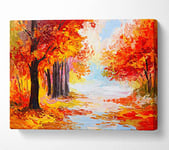 Autumn Orange Path Canvas Print Wall Art - Double XL 40 x 56 Inches