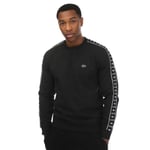 Lacoste Mens Logo Stripe Jogger Sweatshirt in Black Cotton - Size Large