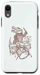 Coque pour iPhone XR Crocodile jouant de la batterie Batteur Crocodile Drumming Musicien