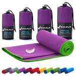 Fit-Flip Serviette Sport Musculation - Serviette Microfibre - Serviette Piscine compacte, Ultra-légère et Rapidement sèche – Serviette de Bain Microfibre (40x80cm Violet - Bordure Verte)