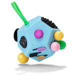 VCOSTORE Fidget Cube à 12 Faces - Cube Anti Stress Fidget Toys Adultes Fidget Antistress Jouet pour Tous Les âges avec TDAH, TDA, TSA, ADHD (Blue-1)