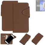 Protective cover for HTC Wildfire E Plus flip case faux leather brown mobile pho