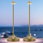 bravzurg Lampe de chevet tactile sans fil usb, 2PCS 6000mAh lampe de table LED metal rechargeable, design modern, lumiere bureau batterie pour restaurant, terrasse, exterieur, interieur (Bronze)